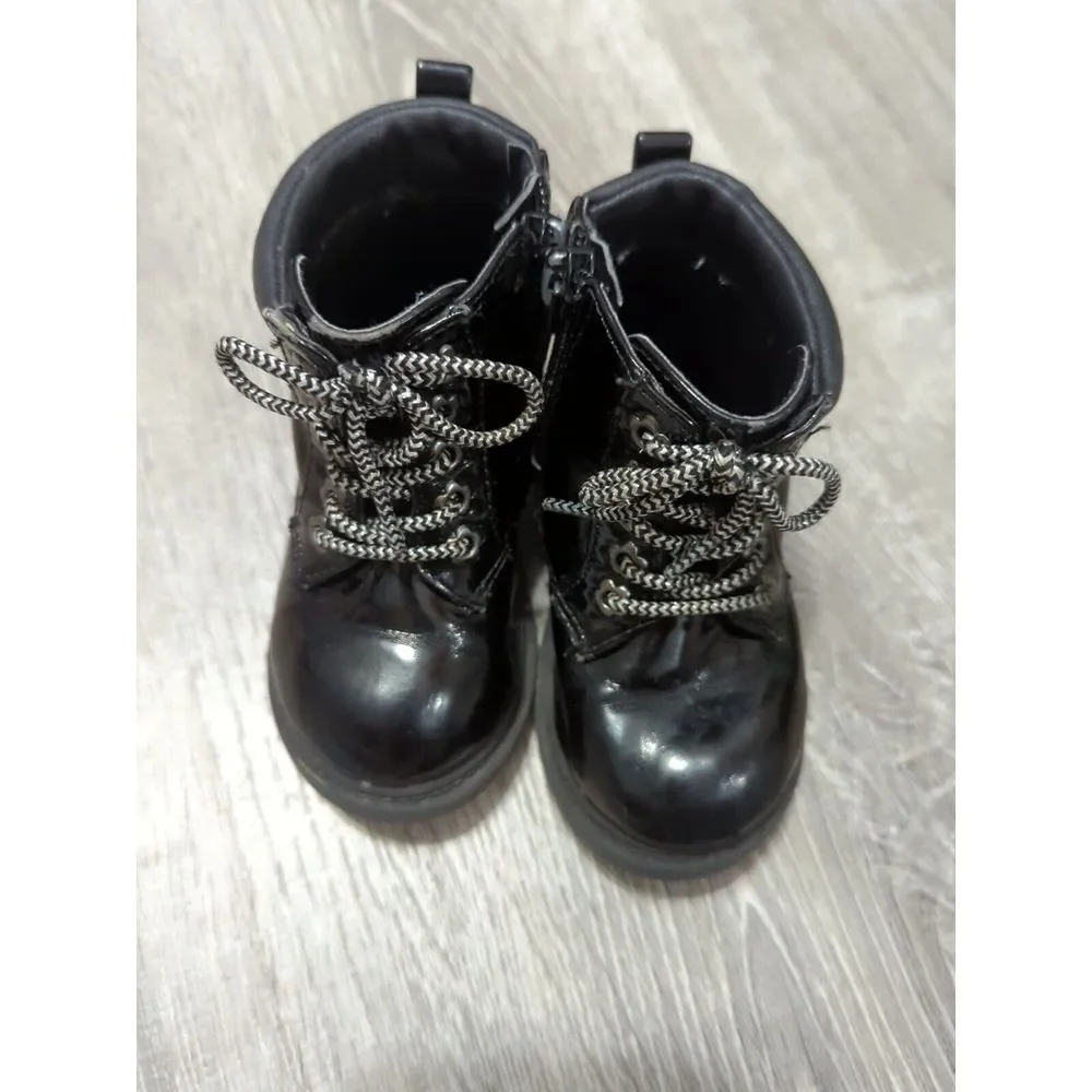 3 Pair‎ Of Cat And Jack Infant Girls Black, Gold & Maroon Combat Boots Size 5